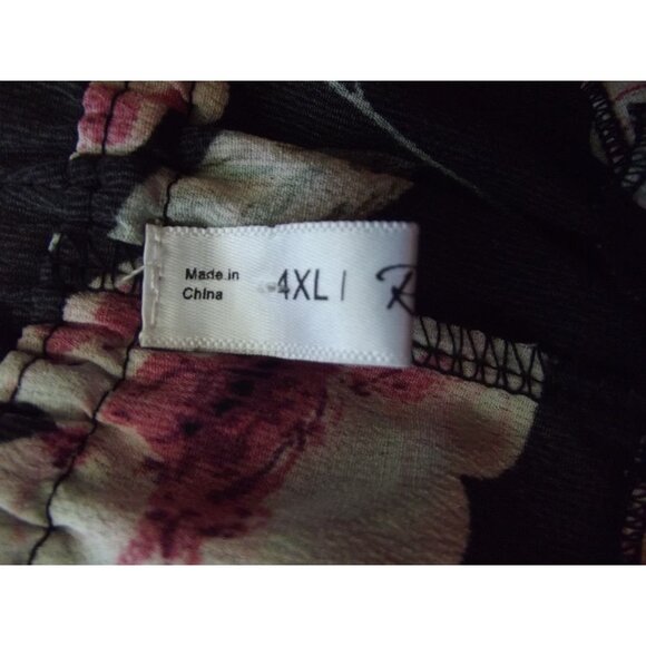 Rose Gal Romper Womens 4XL Floral Off-Shoulder Black Pink Ruffle Short Sleeve - Picture 5 of 9